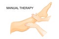 Manual therapy. women`s leg. foot massage