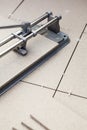 Manual tilecutter for cutting of ceramic granite Royalty Free Stock Photo