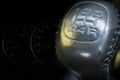 Manual transmission gear shift with speedmeter car dashboard