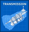 A manual transmission vector illustration, or stick shift is a multi-speed motor vehicle transmission system Royalty Free Stock Photo