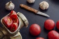 Manual vintage meat grinder and ripe vegetables on the table Royalty Free Stock Photo