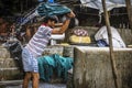 Manual washing men of Mumbai. Royalty Free Stock Photo