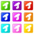 Manual welding torch icons set 9 color collection Royalty Free Stock Photo
