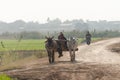 A manual worker is drive home after working in the morning.