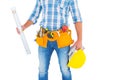 Manual worker holding spirit level Royalty Free Stock Photo