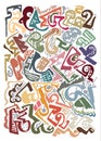 Manually drawn abstract pattern, color brush marks on white base