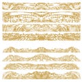 Manually drawn traditional decorative pattern details, digitally remastered, in gold color