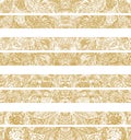 Manually drawn traditional decorative pattern details, digitally remastered, in gold color