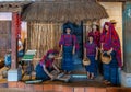 Manually milling grain scenery, Finca La Azotea, La Antigua, Guatemala