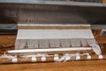 A manually operated weaving machine (hand loom) with a silk and wool threads. Royalty Free Stock Photo