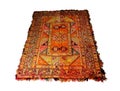 Hand-woven woolen carpet with many decoration Royalty Free Stock Photo