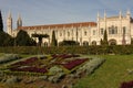 Manueline style facade and gardens. Monasteiro dos Jeronimos. Lisbon. Portugal Royalty Free Stock Photo