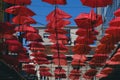 Manufactura Cafe Hanging Red Umbrellas