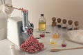 Manufacture of artificial meat from chemical elements in the laboratory.