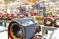 Manufacture of big electronic motors in an industrial company - Royalty Free Stock Photo