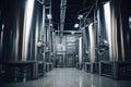Technology equipment interior stainless industrial steel metallic alcohol production fermenting brewery factory Royalty Free Stock Photo