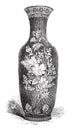 Manufacture de Sevres, vase decorated with large fire, vintage engraving