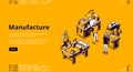 Manufacture isometric landing page, web banner