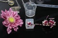 Manufacture of resin and flower jewelry by mold Royalty Free Stock Photo