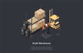 Manufacture And Storage Concept. Female And Male Characters In Uniform Working At The Small Warehouse. Barrels With Oil Royalty Free Stock Photo