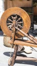 Manufacture, traditional spinning wheel for wool yarn, craft ancient instrument Royalty Free Stock Photo