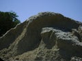 Manufactured course sand stockpile used in creating concrete