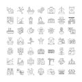 Manufacturer factory linear icons, signs, symbols vector line illustration set Royalty Free Stock Photo