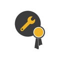 Manufacturing award idea illustration. Reward with wrench icon. Reward for work concept. Stock vector illustration isolated on