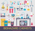 Manufacturing of biohazard chemical agents clipart.