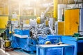 Manufacturing Concepts. Interior of Machine Assembling Working Shop Inside of Modern Industrial Enterprise Royalty Free Stock Photo