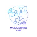 Manufacturing cost blue gradient concept icon