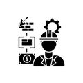 Manufacturing engineer black glyph icon