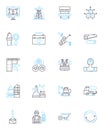 Manufacturing facility linear icons set. Automation, Assembly, Equipment, Production, Quality, Efficiency, Maintenance Royalty Free Stock Photo