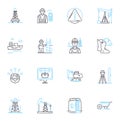 Manufacturing facility linear icons set. Automation, Assembly, Equipment, Production, Quality, Efficiency, Maintenance Royalty Free Stock Photo