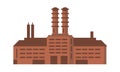 Manufacturing factory building. Industrial vector flat illustration.