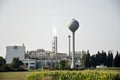 Manufacturing factory in corn plantation