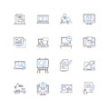 Manufacturing framework line icons collection. Assembly, Automation, Benchmarking, Capacity, Collaborative, Compliance