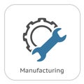 Manufacturing Icon. Gear and Wrench. Service Symbol.