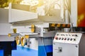 Manufacturing Ideas. Main Control Unit of Turnery Machine Workshop Located Inside of Modern Industrial Enterprise Royalty Free Stock Photo