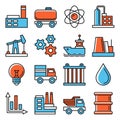 Manufacturing Industrial Factory Icons Set on White Background. Vector