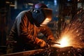 Manufacturing industrial steel safety fire skill work job welding factory welder metal Royalty Free Stock Photo