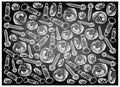 Sketch Background of Screws and Nuts on Chalkboard Royalty Free Stock Photo