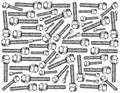 Hand Drawn Sketch Background of Hex Bolts Royalty Free Stock Photo