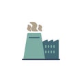 Manufacturing industry pollution smoke flat icon