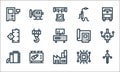 Manufacturing line icons. linear set. quality vector line set such as drill, factory, tank, microprocessor, machine, danger,