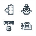 Manufacturing line icons. linear set. quality vector line set such as vise, manufacture, power press Royalty Free Stock Photo