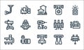 Manufacturing line icons. linear set. quality vector line set such as winch, car manufacturing, conveyor belt, conveyor belt, pump