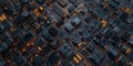 Manufacturing of microchips. Photo of top view of microchips, microcircuits, electronic devices. Contemporary technologies, sci-fi
