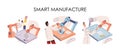 Manufacturing process at automated production industry. Scientist creates robot. Smart industry