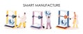 Manufacturing process at automated production industry. Scientist creates robot. Smart industry